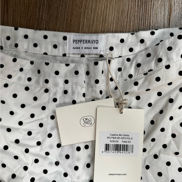 Peppermayo Black and White Polka Dot High Waist Shorts (Coastline Mini Shorts) - Picture 5 of 6
